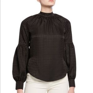 NWT VERONICA BEARD Cicely Silk-satin Blouse in Black